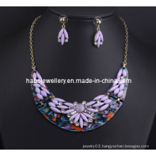 Flower Resin Stone Necklace Set (XJW13216)